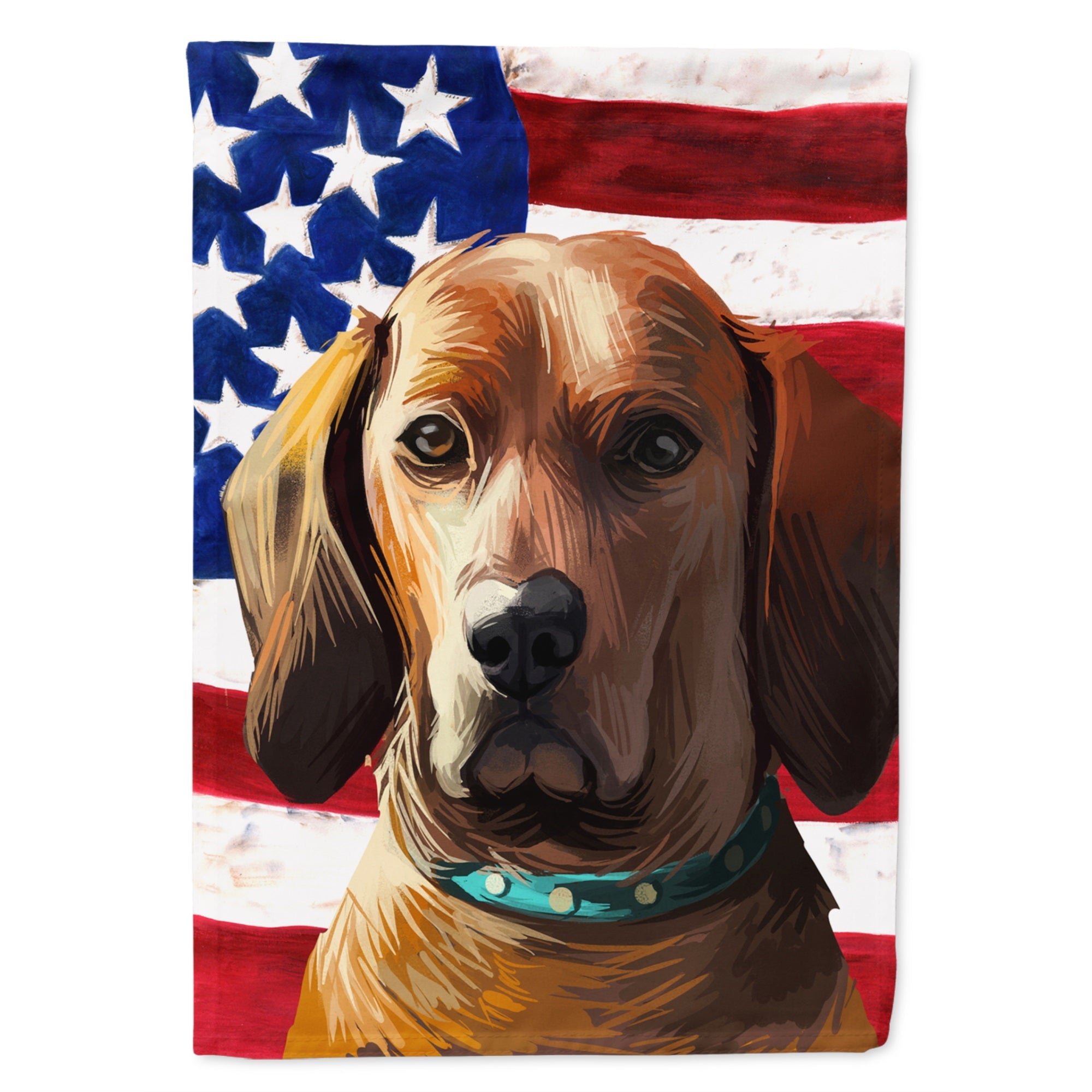 Redbone Coonhound Dog American Flag Flag Canvas House Size